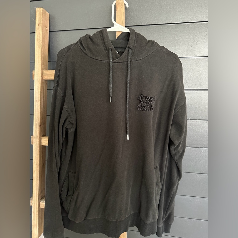 Teddy Fresh Black on Black Embroidered Hoodie | Size M